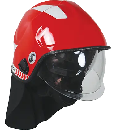 Structural Firefighter wearing F10 MKV helmet from Pacific Helmets - Lakeland Fire + Safety