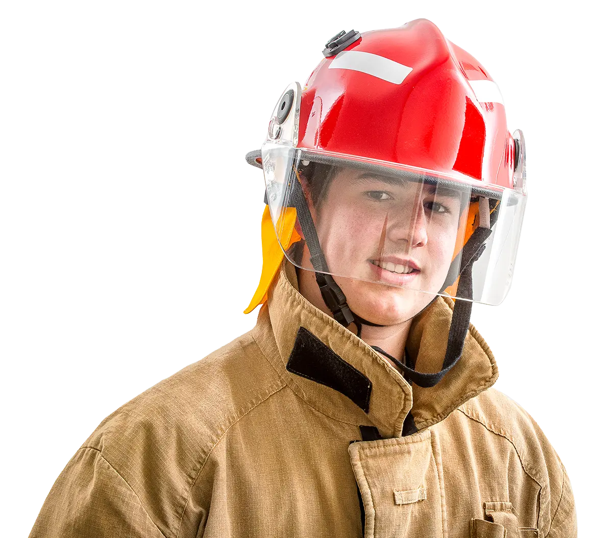 Structural Firefighter wearing F3D MKII helmet from Pacific Helmets - Lakeland Fire + Safety
